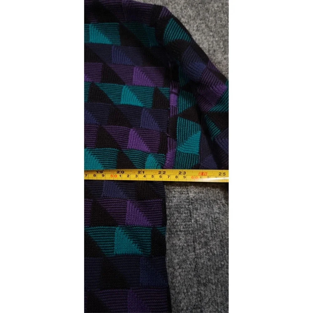 Vintage Willow Bay Geometric Knit Sweater 80s 90s Purple Teal Tag XL Fits M/L